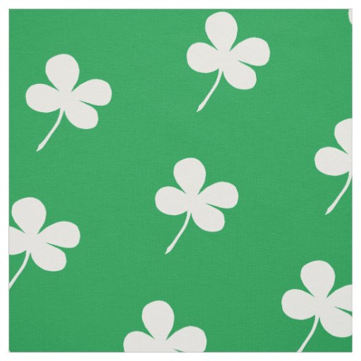 Simple White Clovers on Green Fabric | Zazzle