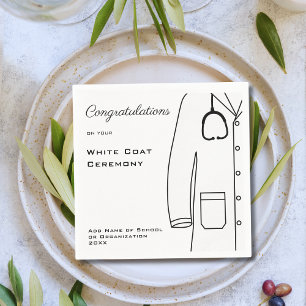 Simple White Coat Ceremony Congratulations Napkins