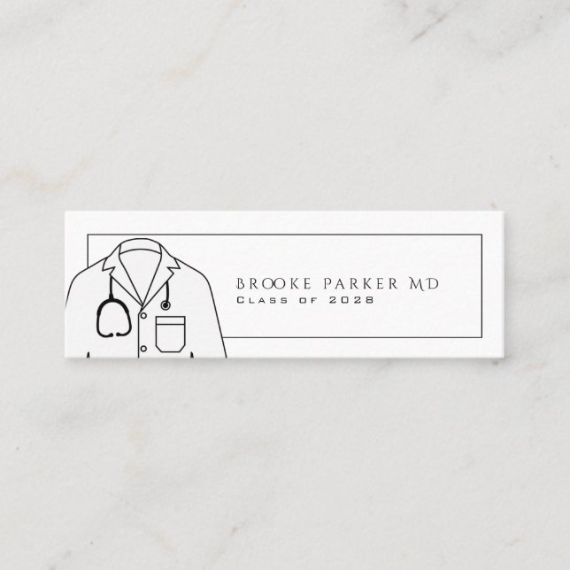 Simple White Coat Ceremony Graduation  Calling Card (Front)