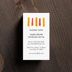 Simple White Colorful Dowels Handyman Service Business Card