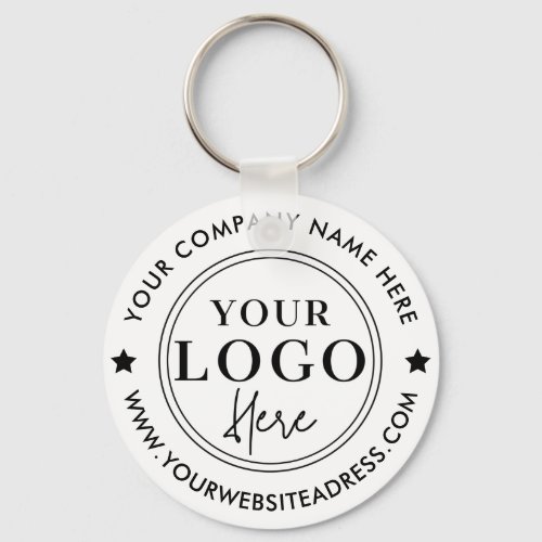 Simple White Company Business Name Logo Website Keychain