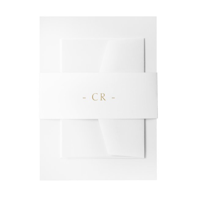 Simple White Couple Initials Wedding   Invitation Belly Band (Front Example)
