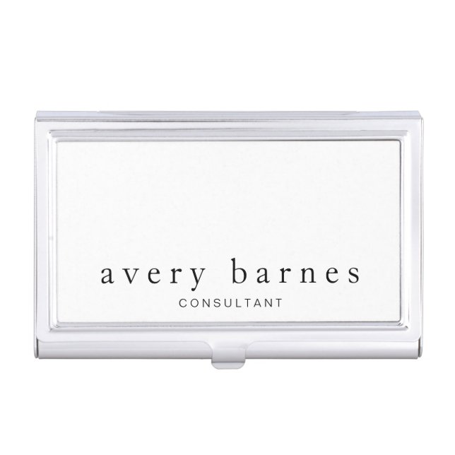 Simple White Creative Professional Modern Business Card Holder (Front)