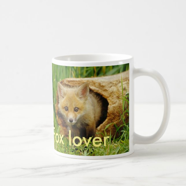 simple white cup with fox cub (Right)