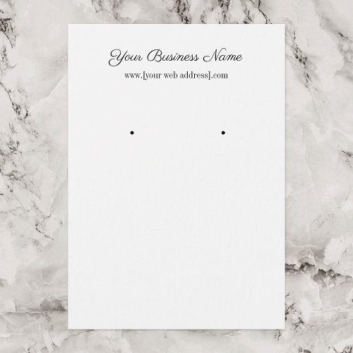 Simple White Custom Earring Business Card