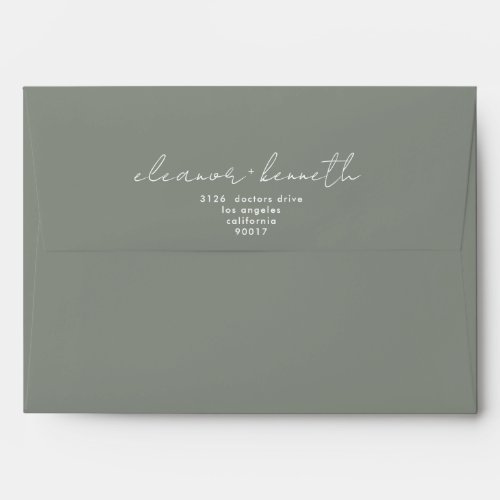 Simple White Custom Names Sage Green Modern Envelope