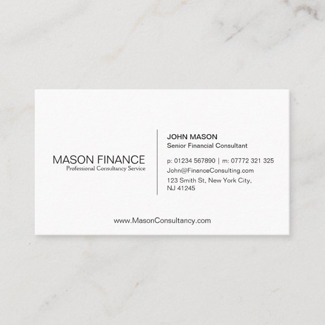Simple White Customizable Business Card Template (Front)