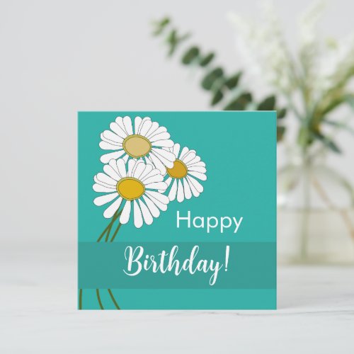 Simple White Daisies Happy Birthday  Postcard