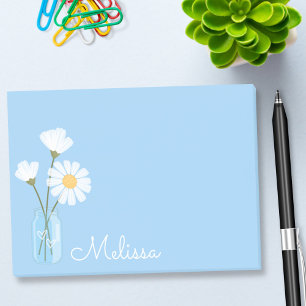 Simple White Daisies Mason Jar Hearts Personalized Post-it Notes
