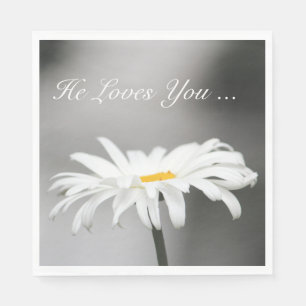 Simple White Daisy Flower Napkins