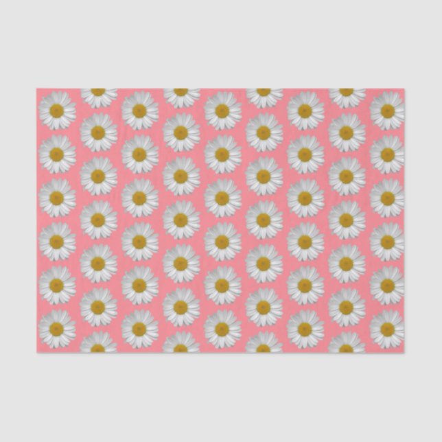Simple White Daisy Flower Pattern Blush Pink Tissue Paper (Front)
