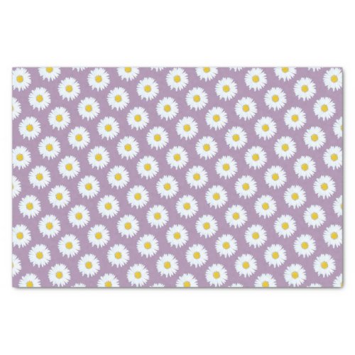 Simple White Daisy on Purple Pattern Tissue Paper