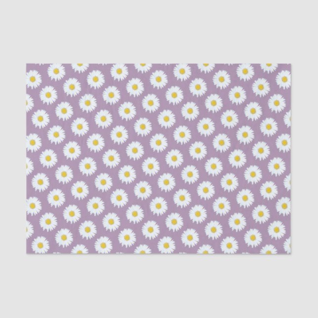 Simple White Daisy on Purple Pattern Tissue Paper (Front)