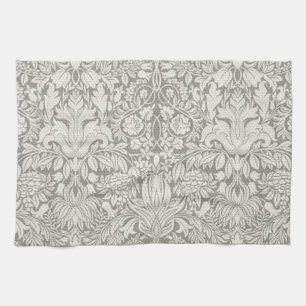 Simple White Damask Floral Pattern Towel