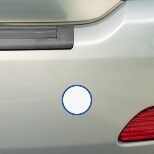 Simple White Deep Blue Border Blank Template Round Car Magnet