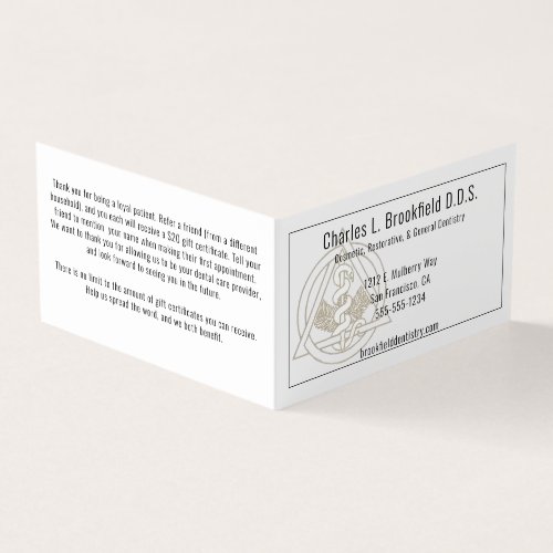 Simple White Dentist Referral  Business Card