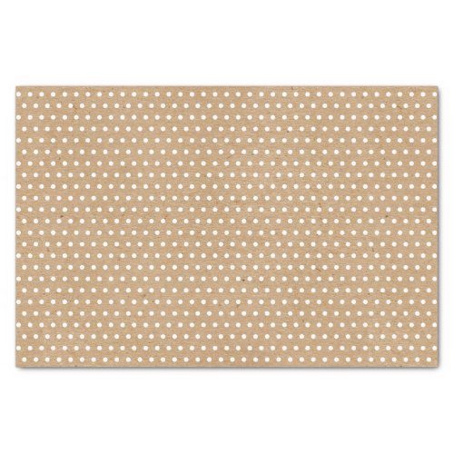 Simple White Dots On Faux Rustic Brown Kraft Tissue Paper