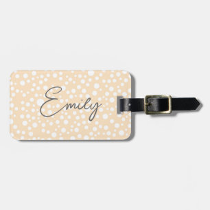 Simple white dotted pattern on peach background luggage tag