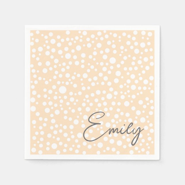 Simple white dotted pattern on peach background napkins (Front)