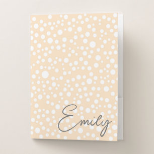 Simple white dotted pattern on peach background pocket folder
