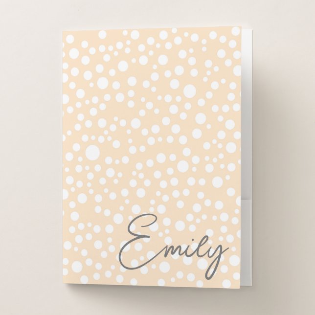 Simple white dotted pattern on peach background pocket folder (Front)