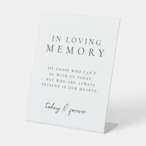 Simple White Elegant In Loving Memory Pedestal Sign