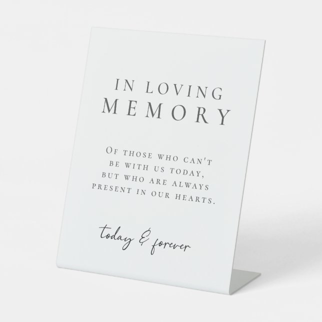 Simple White Elegant In Loving Memory Pedestal Sign (Front)