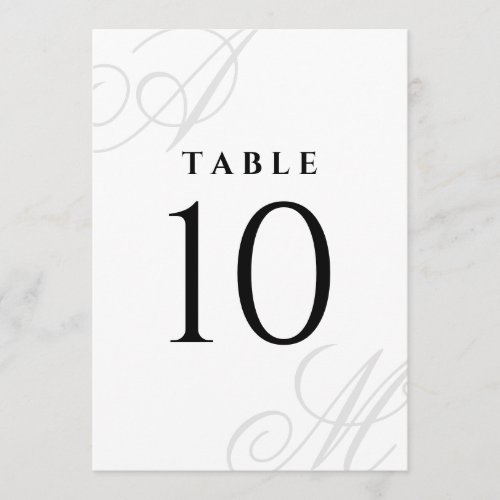 Simple White Elegant Monogram Table Numbers