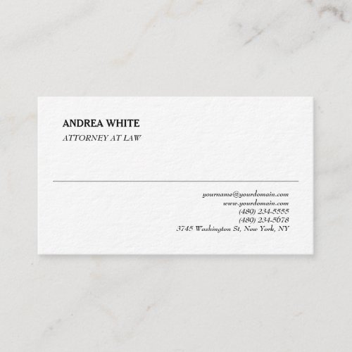 Simple White Elegant Plain Professional Minimalist Business Card