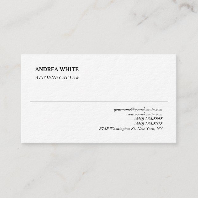 Simple White Elegant Plain Professional Minimalist Business Card (Front)