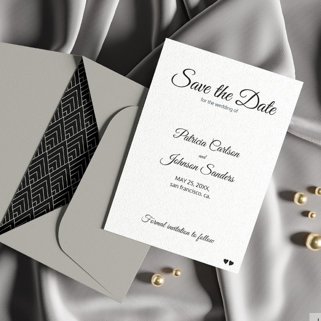 Simple white elegant traditional wedding save the date (Creator Uploaded)