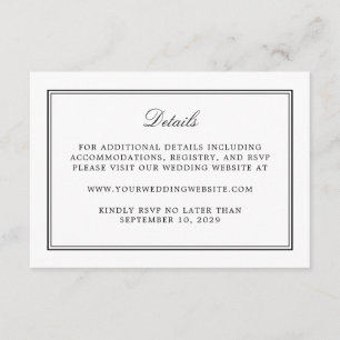 Simple White Elegant Wedding Details Enclosure Card