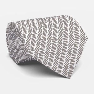 Simple White Elephant Gray Abstract Chevron Neck Tie