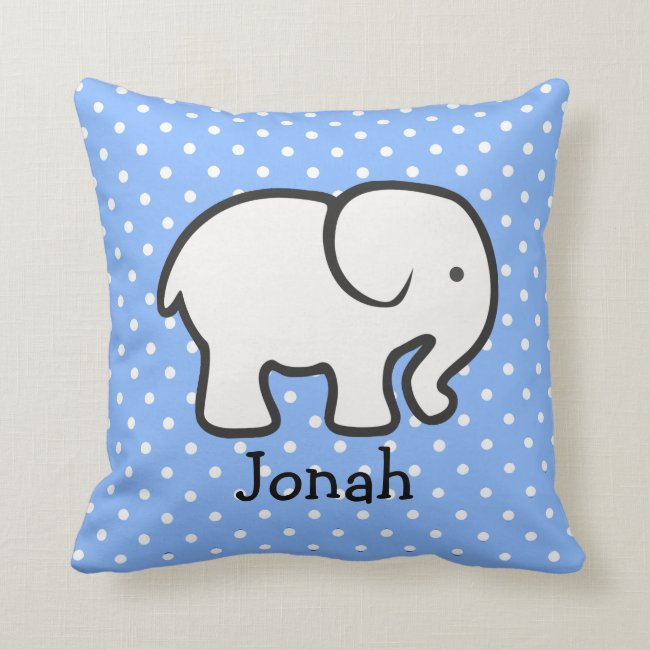 Simple White Elephant Polka Dot Design Pillow