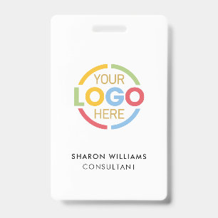 Simple White Employee ID with Custom Business Logo Badge