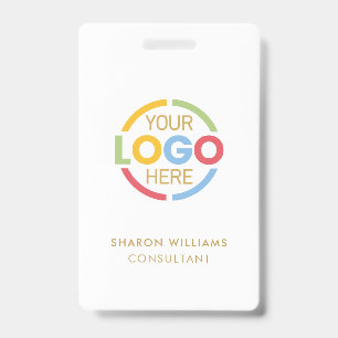 Simple White Employee ID with Custom Business Logo Badge