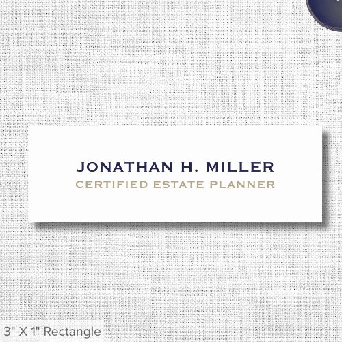 Simple White Employee Name Tag with Title