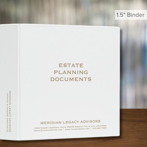 Simple White Estate Planning 15 Inch Binder