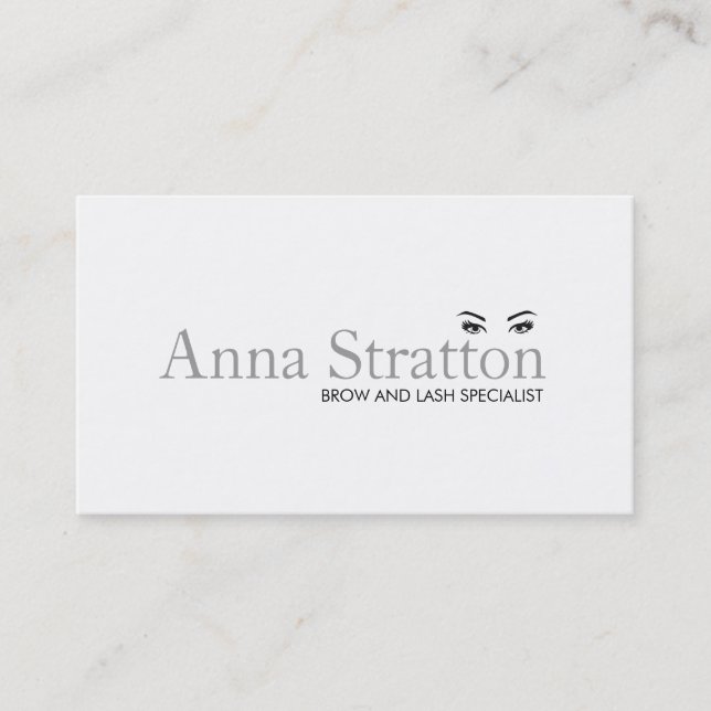 Simple White Eyes and Brows Salon and Spa Business Card (Front)