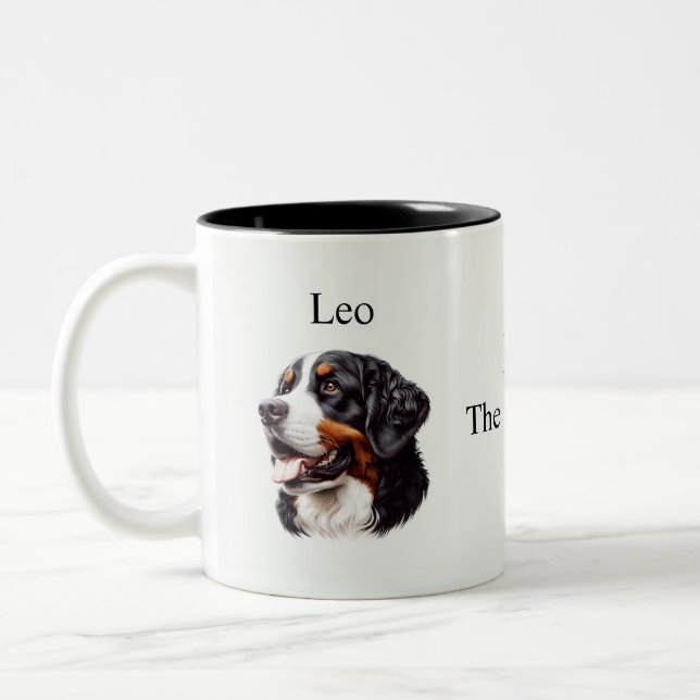 Simple White Favorite Dog Pet Custom  Two-Tone Coffee Mug (Left)