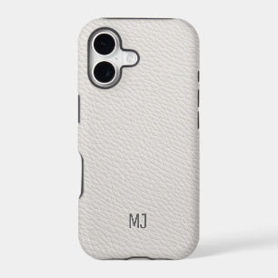 Simple White fFux Leather exture iPhone 17 Case