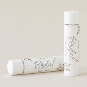 Simple White Floral Bridal Shower Lip Balm