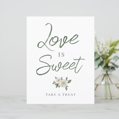 Simple White Floral Bridal Shower Treats Sign