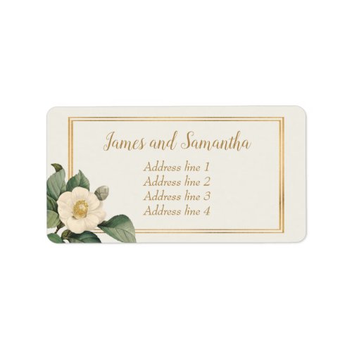 Simple White Floral Illustration  Wedding Address Label