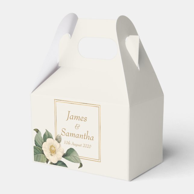 Simple White Floral Illustration | Wedding Favor Boxes (Front Side)