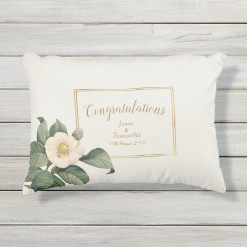 Simple White Floral Illustration  Wedding Gift Outdoor Pillow