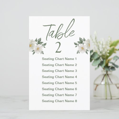 Simple White Floral Place Card