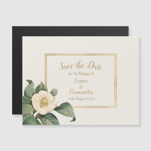 Simple White Floral  Wedding Save The Date Magnetic Invitation