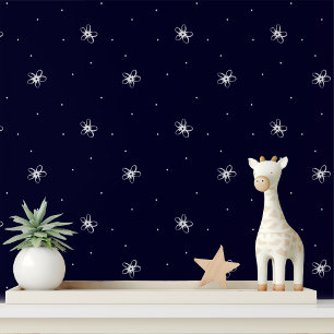 Simple White Flower Minimal Blue Floral Pattern Wallpaper