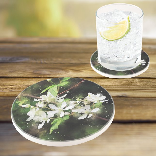 Simple White Flower Watercolor Coaster (Creator Uploaded)